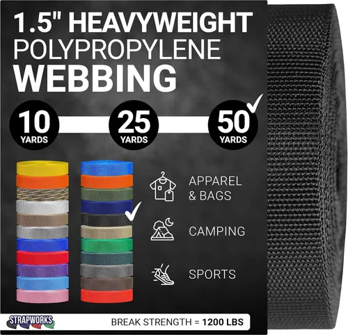 Miniatura 24 de Strapworks Heavyweight Polypropylene Webbing - Heavy Duty Poly Strapping for Outdoor DIY Gear Repair, 1.5 Inches