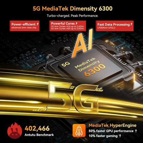 Miniatura 2 de Blackview BL7000 AI 5G Teléfono resistente Android 15, 24GB+256GB/2TB MTK Dimensity 6300, 6.78" FHD+ 120Hz, 50MP + visión nocturna 20MP