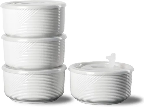 Miniatura 19 de Recipiente de cerámica con tapa: recipiente de almacenamiento de alimentos apto para microondas de 20 onzas para sopa, ensalada, cereales, sobras