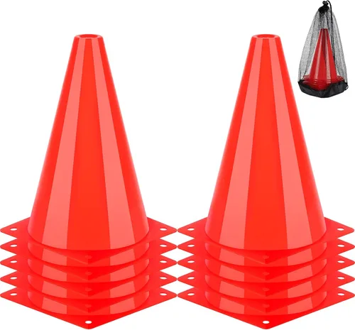 Miniatura 10 de BiAnYC Conos de tráfico de plástico de 7 pulgadas para entrenamiento deportivo, juego de 10, 5 colores (naranja/amarillo/rojo/azul/verde)