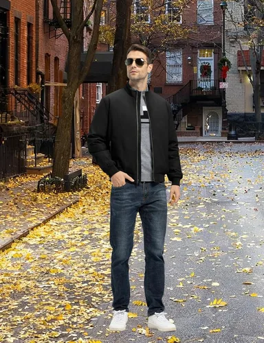 Miniatura 3 de TBMPOY Men's Winter Lightweight Bomber Jackets Water Resistant Fall Casual Windbreakers Quilted Full Zip Windproof Work Coats