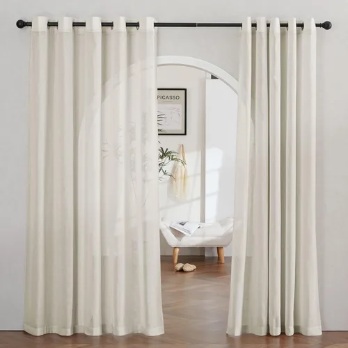 Miniatura 93 de NICETOWN Cortinas de lino traslúcidas con textura de lino de 84 pulgadas de largo, con ojales semitraslúcidos, tratamientos de ventana, privacidad