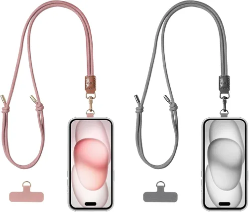 Miniatura 12 de EKAX Cordón para teléfono, 1 correa cruzada personalizable para el cuello, 1 pestaña de piel sintética extraíble, soporte manos libres para Rosa