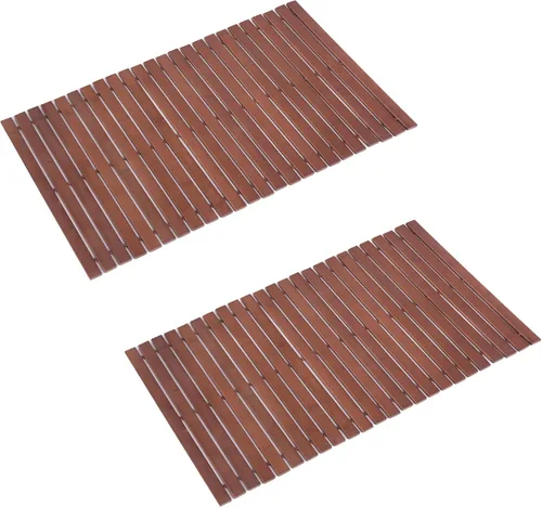 Miniatura 26 de Alfombra de baño de bambú, alfombras de baño para suelo, ducha y bañera de madera, impermeable, antideslizante, accesorios de 16 x 24 pulgadas