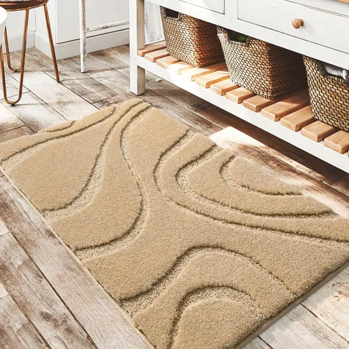 Miniatura 22 de DEXDE Alfombras de baño de 24 x 60 pulgadas, ultra suaves y absorbentes de agua, antideslizantes, de secado rápido, lavables a máquina, tapetes Negro