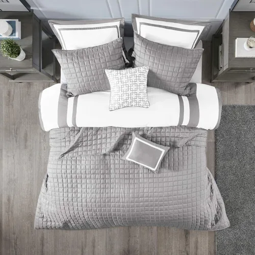 Miniatura 10 de Madison Park Heritage - Juego de edredón y colcha combinado, diseño moderno de lujo, ropa de cama alternativa de plumón para todas las estaciones
