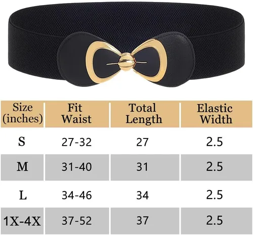 Miniatura 5 de Wriidy Cinturón elástico de lazo negro Mujeres Stretch Wasit Cinturones para vestido
