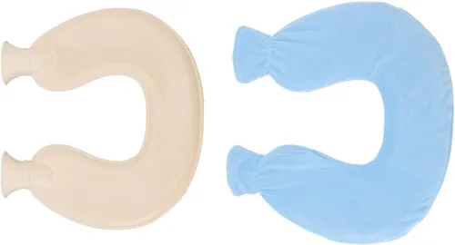 Miniatura 7 de ZJchao Bolsa de agua caliente, en forma de U, alivio del dolor de cuello y hombros, almohada de terapia de calor con funda de vellón, compresa fría