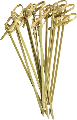 GUSTO Palillos de cóctel de bambú de 4.75 pulgadas [300 unidades] palillos de dientes con nudo superior para aperitivos, sándwiches, bebidas y