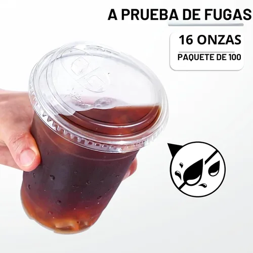 Miniatura 3 de BYSNOW Paquete de 100 vasos de plástico transparente de 16 onzas con tapas, tazas desechables para café helado con tapas para sorber, vasos