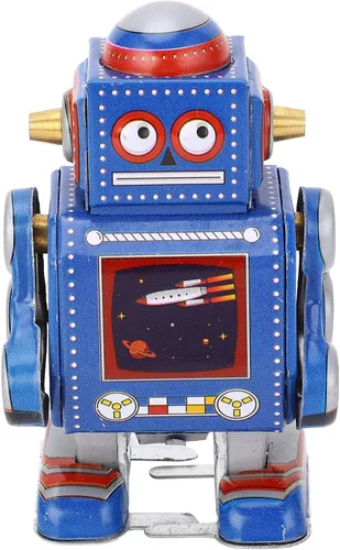 VGEBY Robot mecánico vintage, único de hierro, decorativo, coleccionable, azul, para cafetería, bar, restaurante, hogar, oficina, decoración