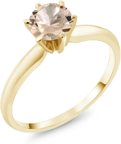 Miniatura 57 de Anillo de compromiso solitario con piedra preciosa redonda de oro amarillo de 14 quilates de 0.236 in para mujer Ajuste clásico de 6 puntas