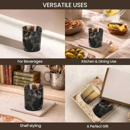 Miniatura 4 de Handicrafts Home Juego de 2 vasos de chupito hechos a mano, 3 onzas, chupitos de whisky vikingo naturales para cócteles y fiestas, juego de regalo