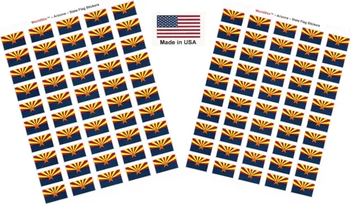 Miniatura 182 de 100 calcomanías de la bandera de Alaska; 1.5" x 1" hechas en Estados Unidos, calcomanías autoadhesivas de la bandera del estado para álbumes