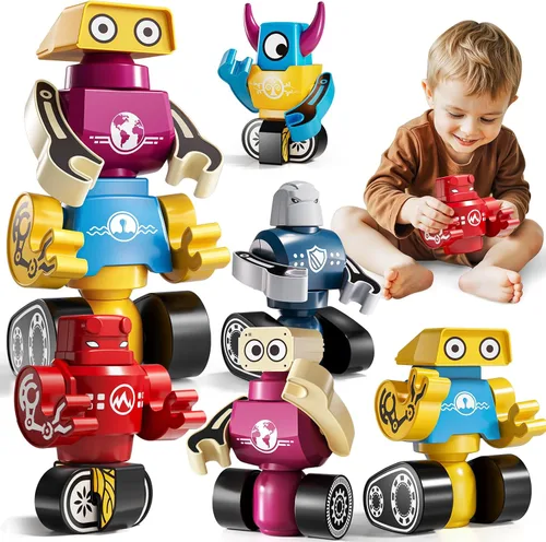 Miniatura 9 de Juguetes de Construcción de Robots Magnéticos para Niños de 3-5 4-8 años - 36 PIEZAS Juegos de Monstruos, Juego de Construcción de Robots Apilables