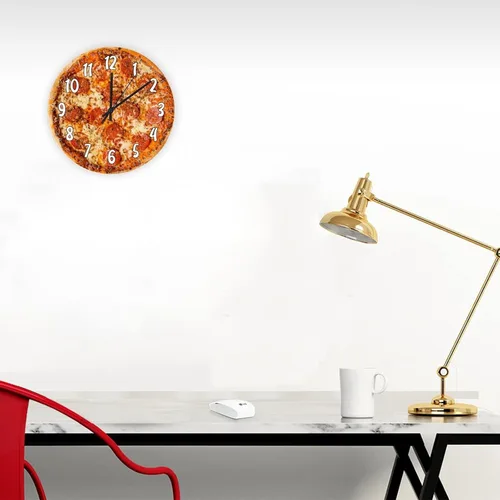 Miniatura 4 de Reloj de pared de pizza, reloj de pared para cocina, alimento, funciona con pilas, reloj de pared decorativo para sala de estar, dormitorio, 10