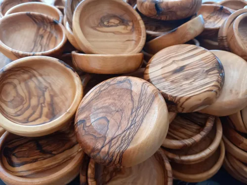 Miniatura 8 de Juego de 6 mini cuencos de madera de olivo hechos a mano, mini cuencos de madera hechos a mano