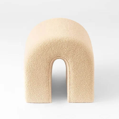 Miniatura 6 de SHYFOY Reposapiés otomano, reposapiés tapizado de 16.93 pulgadas con terciopelo suave de peluche, taburete en forma de N, taburete compacto y Camello