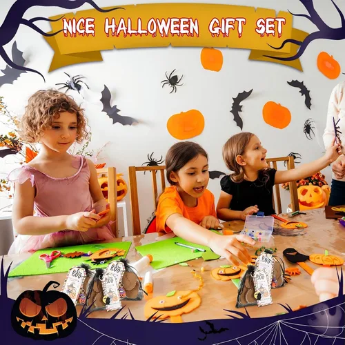 Miniatura 4 de Huquary 72 piezas de regalos de Halloween, juego de 24 regalos de Halloween para estudiantes, 24 llaveros de Halloween, llavero de calabaza