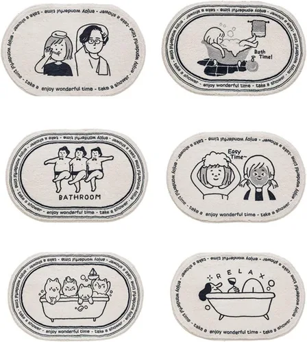 Miniatura 10 de Tapetes de baño ultra suaves y acogedores de dibujos animados, tapete de baño para sala de estar, tapete de baño antideslizante para puerta