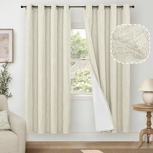 Miniatura 101 de Cortinas Opacas de Lino Azul Bebé para Guardería de 40 Pulgadas de Largo, 2 Paneles, Cortinas Cortas con Aislamiento Térmico Boho de Bloqueo Total