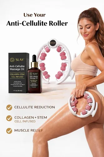 Miniatura 4 de SLAY' Rodillo de masaje anticelulítico y paquete de aceite corporal, rodillo de drenaje linfático, removedor de celulitis para piernas y brazos