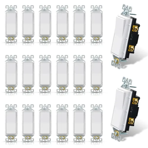 Miniatura 28 de ELEGRP Interruptor de luz decorativo de un solo polo con placa sin tornillos, 15 A 120-277 V, reemplazo del interruptor basculante de paleta