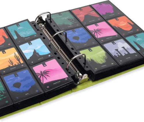 Miniatura 6 de Vault X Carpeta de anillos grande, 900 tarjetas, se adapta a 9 páginas de bolsillo, material Exo-Tec, carpeta de 3 anillos en D, para tarjetas Verde