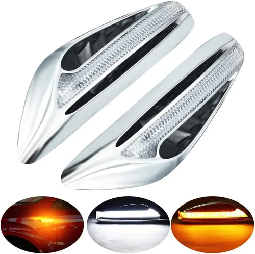Miniatura 8 de Luces LED de posición laterales en forma de hoja, luces de conducción de doble color (blanco y amarillo/ámbar) para motocicletas, paquete de 2