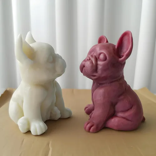 Miniatura 7 de Moldes de vela 3D Bulldog para hacer velas, molde de silicona con forma de perro para decoración de pasteles de chocolate, lindo animal