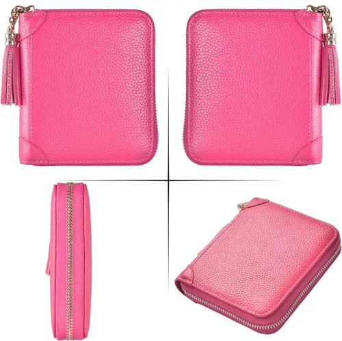Miniatura 6 de Easyoulife Billetera Tarjetero de Tarjetas de Crédito para Mujer con Cremallera de Cuero y Bloqueo RFID, Rosa, medio