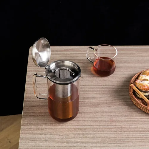 Miniatura 6 de Aquach Tetera de vidrio de 51 onzas con infusor extraíble de acero inoxidable, apta para estufa y lavavajillas, ideal para preparar té suelto