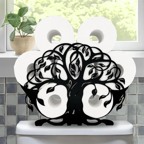 Miniatura 14 de Teaeeno Soporte de papel higiénico de vaca negra, soportes de papel de almacenamiento de FunnyAnimals para baño, decoración de animales de metal