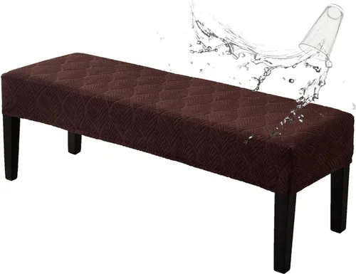 Miniatura 20 de Genina Fundas impermeables para banco de comedor, protector de asiento de banco de jacquard elástico, funda de banco rectangular para dormitorios