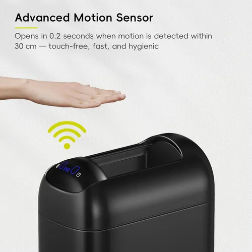Miniatura 3 de EKO Astro Slim Basurero con sensor, 10L / 2.6 galones, papelera sin contacto con tapa de mariposa de cierre suave, papelera de acero inoxidable