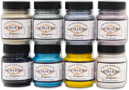 Miniatura 63 de Jacquard Lumiere Pintura para Tela de 2.25oz Turquesa Nacarado - Pintura Metálica para Tela, Cuero, Lienzo, Papel y Madera - Pintura Acrílica