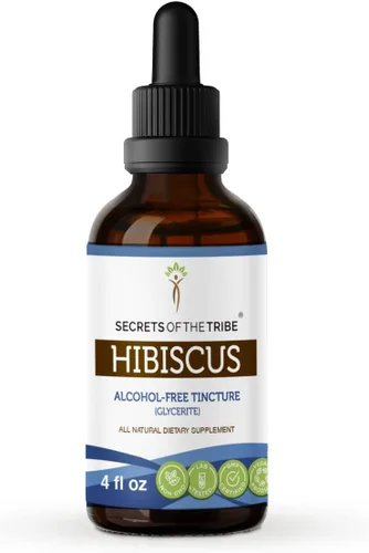 Secrets of the Tribe Tintura de hibisco extracto sin alcohol, gotas de hierbas de alta potencia, tintura hecha de hibisco orgánico USDA (Hibiscus