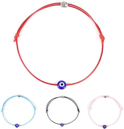 Miniatura 2 de 9 pulseras de cuerda roja ajustables hechas a mano con forma de cábala contra el mal de ojo, pulsera trenzada de ojo, pulsera de cuerda de amistad