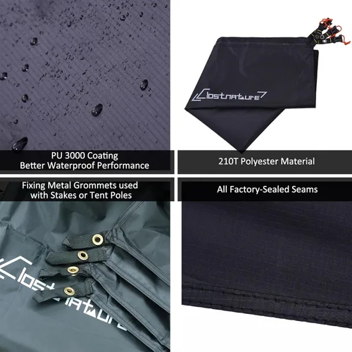 Miniatura 2 de Clostnature Huella de Tienda de Campaña - Lona Impermeable para Camping, Protector de Suelo de Tienda Resistente, Alfombrilla Ultraligera para Negro