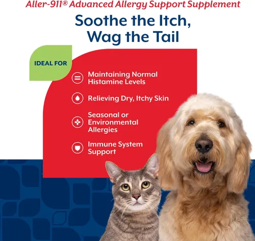 Miniatura 4 de NaturVet Aller-911 Advanced Allergy Aid Fórmula en polvo más antioxidantes para perros y gatos, polvo de 9 onzas, fabricado en los Estados Unidos