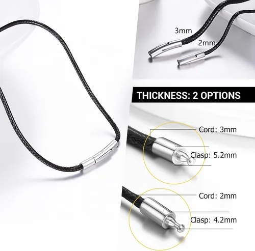 Miniatura 5 de PROSTEEL Collar de cuero impermeable para hombre, 0.079 in/0.118 in, 16 a 30 pulgadas, con cierre de acero inoxidable, cadena de bricolaje