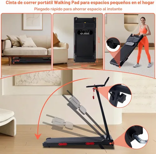 Miniatura 7 de Walking Pad Treadmill with Handle Bar and Incline, 3.5HP Electric Small Treadmills for Home Small Spaces, 0.6-10MPH Portable Mini Treadmills for