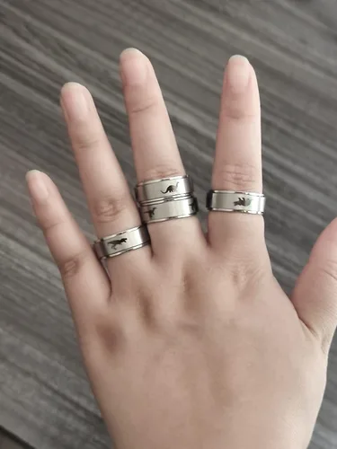 Miniatura 6 de INENIMARTJ Anillos giratorios de dinosaurio para mujeres y hombres, anillos giratorios de dinosaurio de acero inoxidable, anillo de ansiedad de C