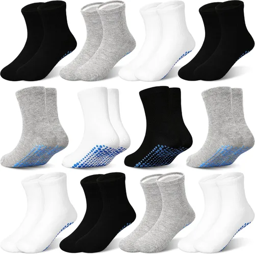 Miniatura 7 de ELUTONG Calcetines antideslizantes para niños, 12 pares para bebés de 1 a 7 años