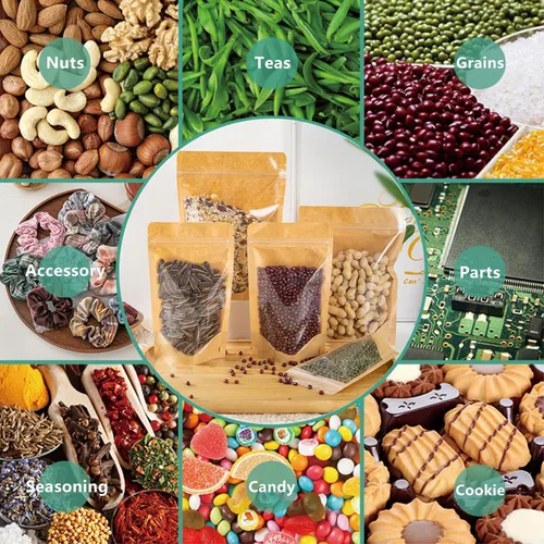 Miniatura 4 de 50 bolsas de papel kraft con ventana transparente Fornt bolsas resellables de pie con cierre de cremallera, bolsas de almacenamiento de alimentos