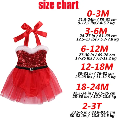 Miniatura 6 de fioukiay Mameluco de Navidad para recién nacido con lentejuelas vestido de Navidad traje de tul con encaje tutú para fiestas infantiles