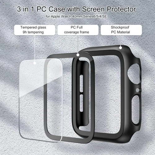 Miniatura 4 de EDIMENS Paquete de 2 fundas rígidas de policarbonato compatibles con Apple Watch Series 6, SE, 5/4 de 1.575 pulgadas, para mujeres y hombres, funda