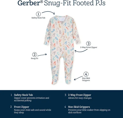 Miniatura 5 de Gerber Unisex Baby Toddler Buttery-Soft Snug Fit Footed Pajamas with Viscose Made with Eucalyptus