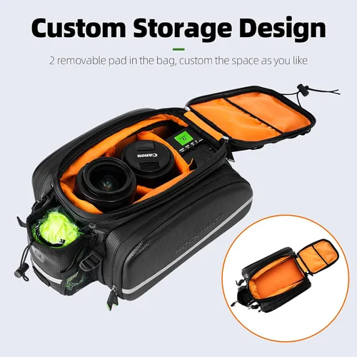 Miniatura 2 de ROCKBROS - Bolsa de maletero para bicicleta, impermeable, de cuero de carbono, para el asiento trasero, alforja, bolso de mano