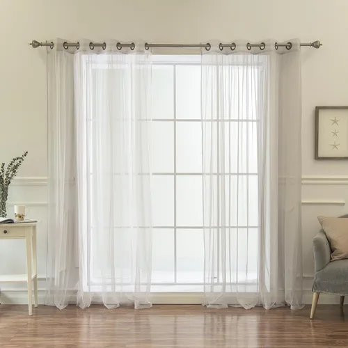 Miniatura 17 de Best Home Fashion juego de cortinas combinadas y mezcladas con estampado marroquí, para oscurecimiento de habitación, 4 unidades, arandelas